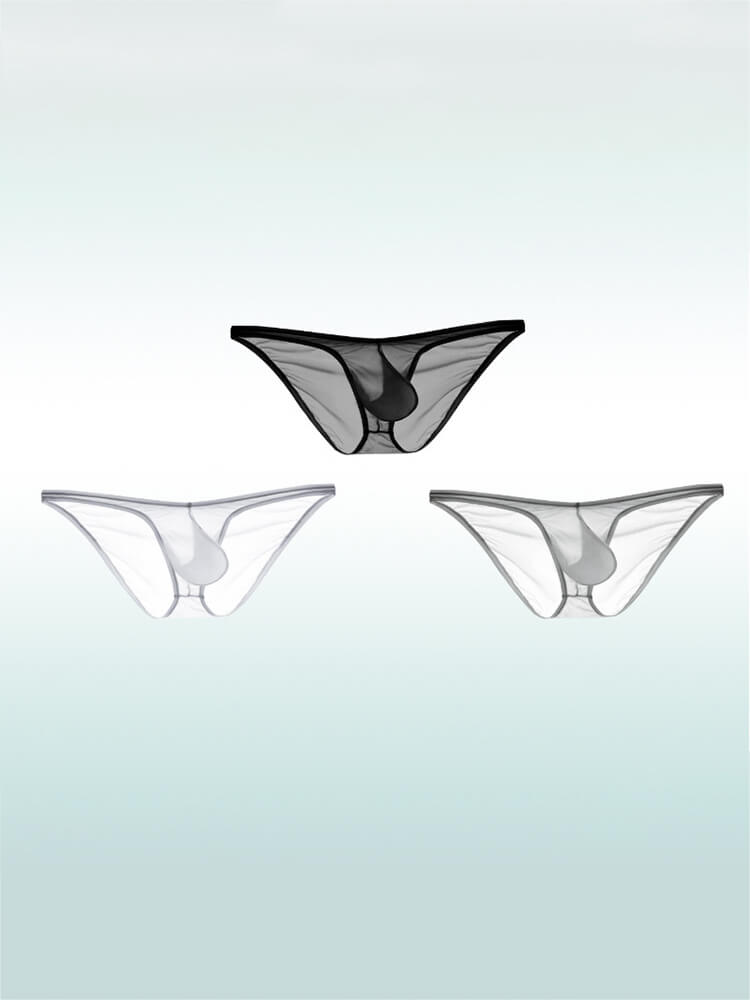 Men's Sexy Thin Transparent Low-Rise One-Piece Briefs