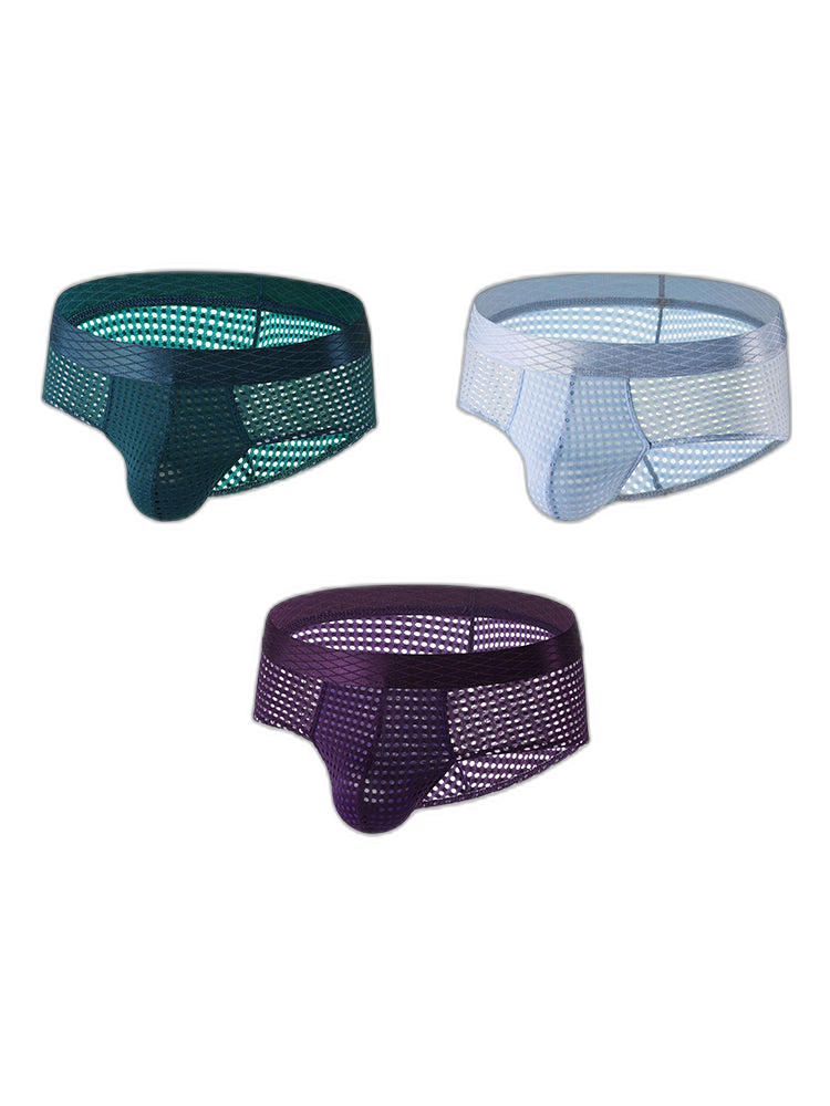 3 Pack Men's Quick-Dry Mesh Low-Rise Briefs