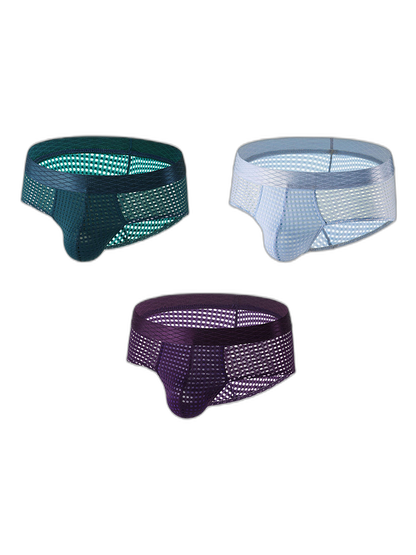 3 Pack Men's Quick-Dry Mesh Low-Rise Briefs
