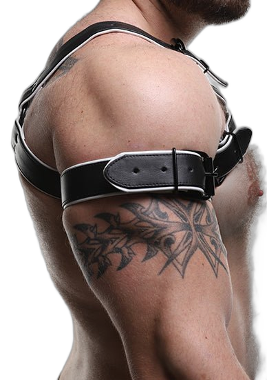 ruff GEAR Double Tone Leather Bicep Strap White Black