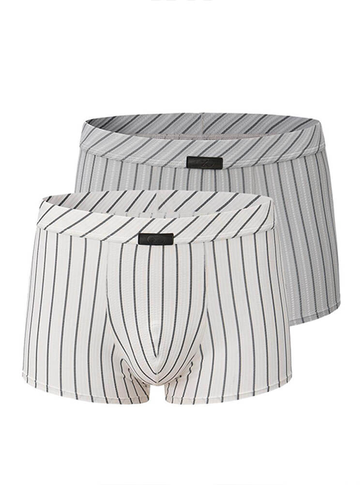 Men's Striped Cutout Exposed Buttocks Sports Boxer Briefs