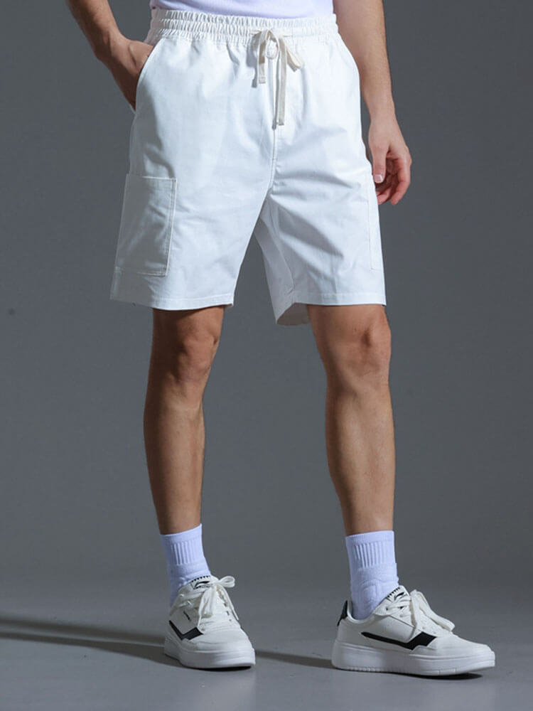 Men's Solid-Color Loose Drawstring Cargo Shorts