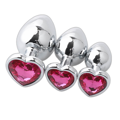Heart Metal Anal Plug Set - Training Kit