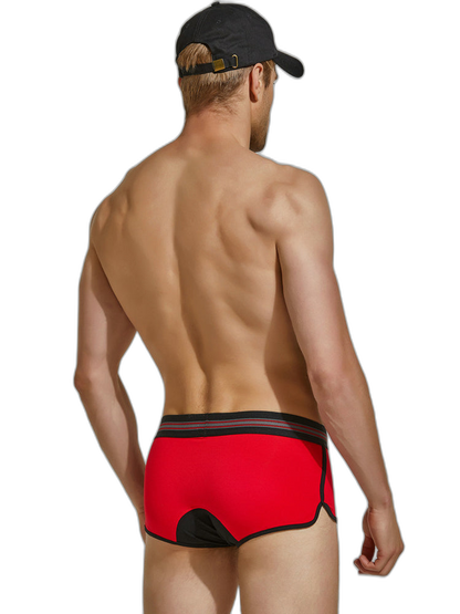 Men's Spliced Color Trunks With Button Fly