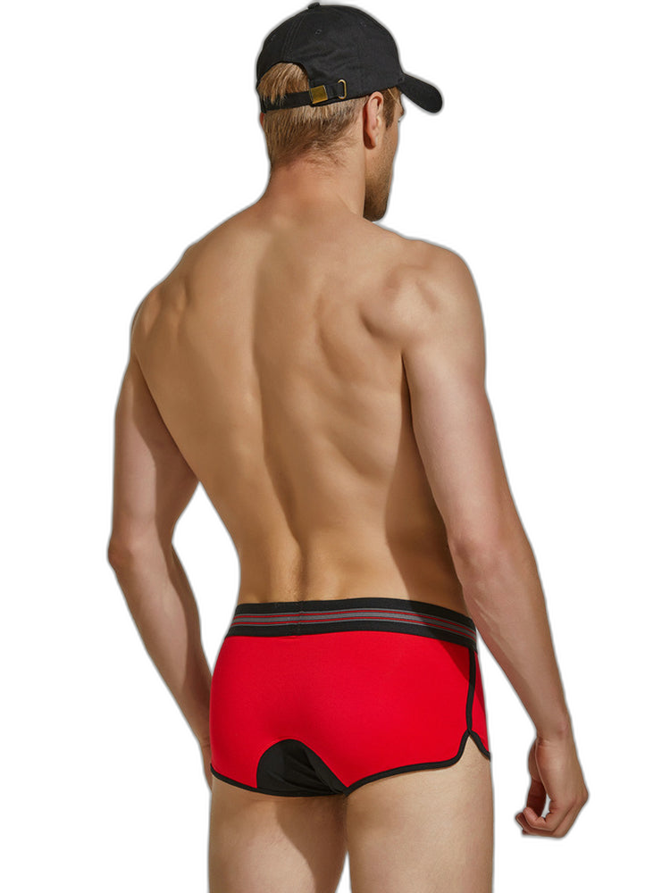 Men's Spliced Color Trunks With Button Fly