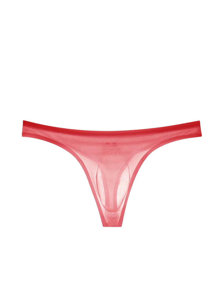 Men's Ice Silk Transparent Seamless Thong Briefs