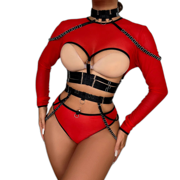 Unsubtle Temptress Bondage Bodysuit Set