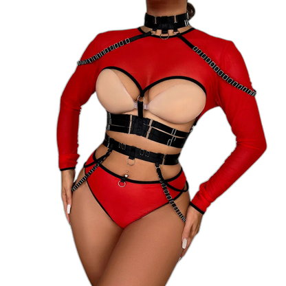 Unsubtle Temptress Bondage Bodysuit Set