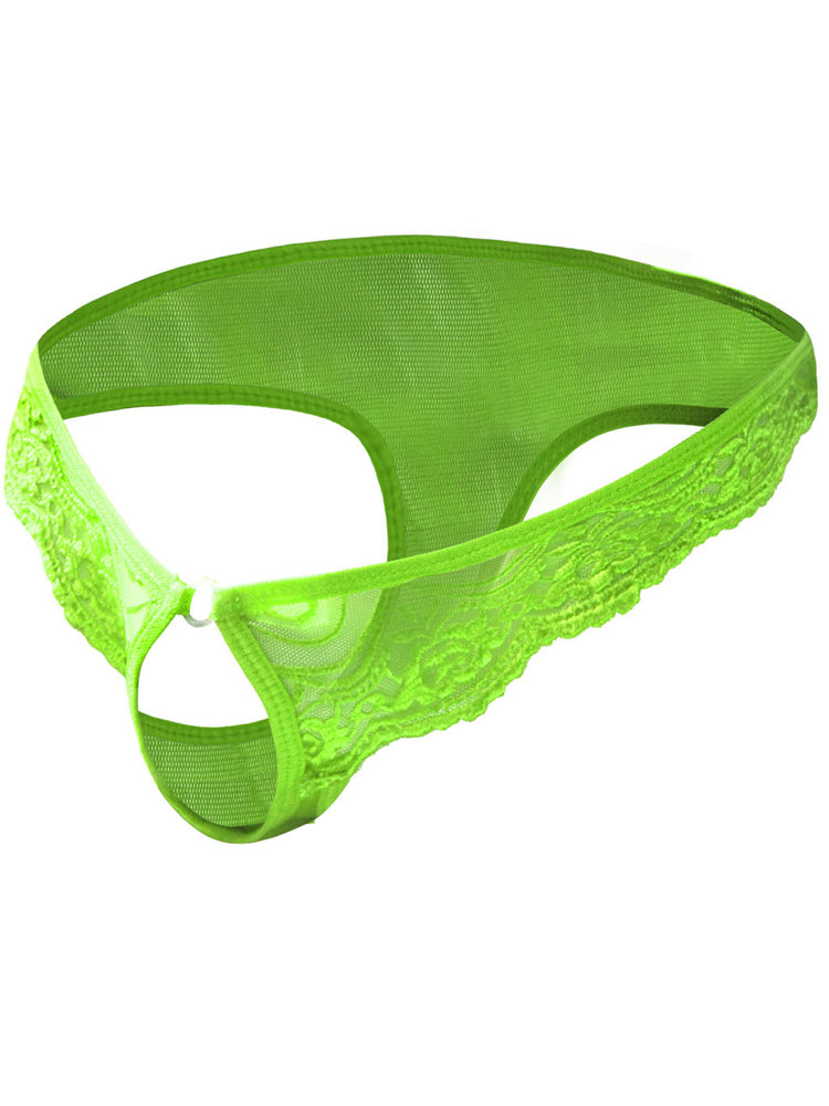 Men's Sheer Mesh Low Waisted Spandex Thong