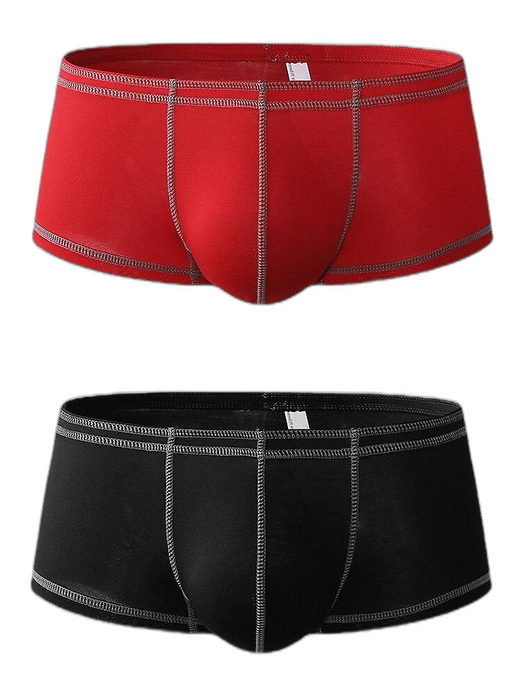 2 Pack Men's Sporty Breathable U Convex Pouch Trunks