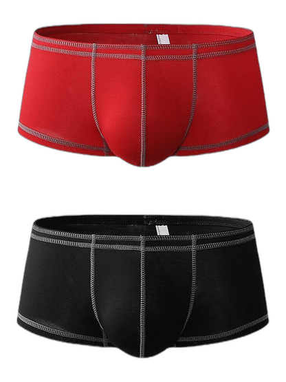 2 Pack Men's Sporty Breathable U Convex Pouch Trunks