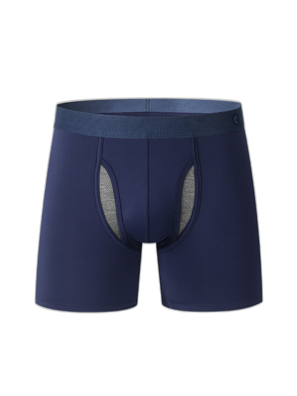 Breathable Sports Boxer Briefs with Open Fly