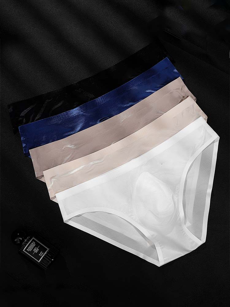 Men's Low Waist Ice Silk Seamless Thin Briefs