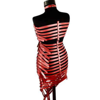 Seductive Black Bondage Harness Corset Dress