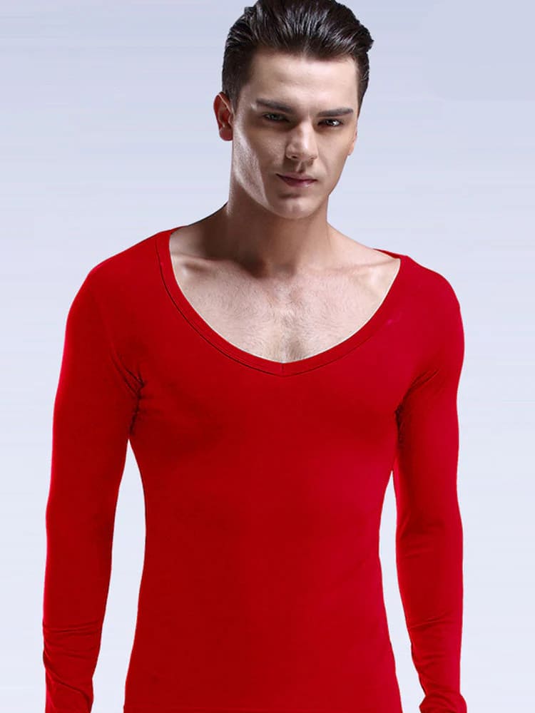 Men's Ultra Soft Low Cut V-Neck Thermal Shirt