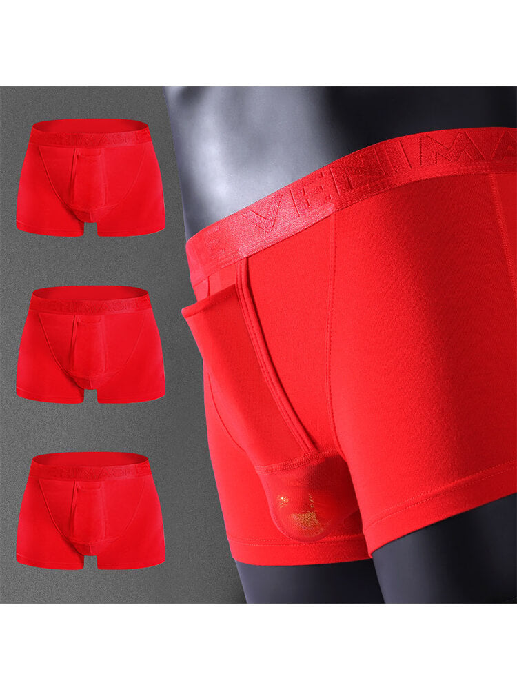 Men's Sexy Ice Silk Pouch-Separating Boxer Briefs Set