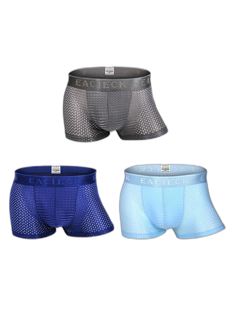 Men's Mesh Thin Ice Silk High-Stretch Comfy Waistband Trunks