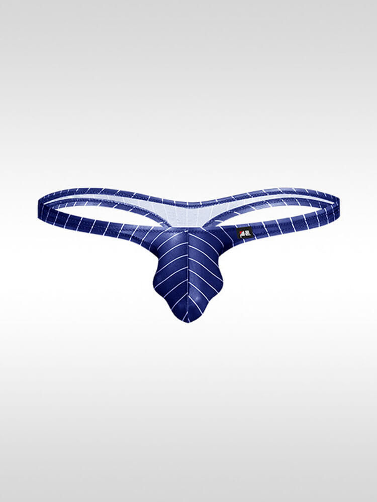 Men's Sexy Pinstriped Thin Bodysuit and Briefs
