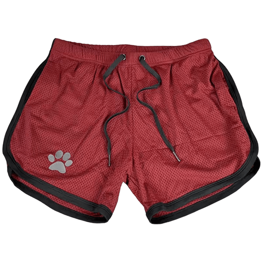 Paw print Mesh Shorts Red/Black