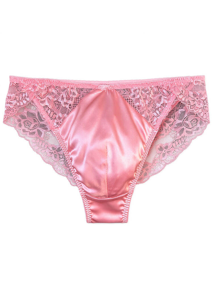 Men’s Sexy Lace Ruffles Mulberry Silk Briefs