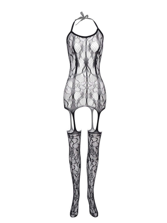Sexy Front And Rear Cutout Sock Bodysuit