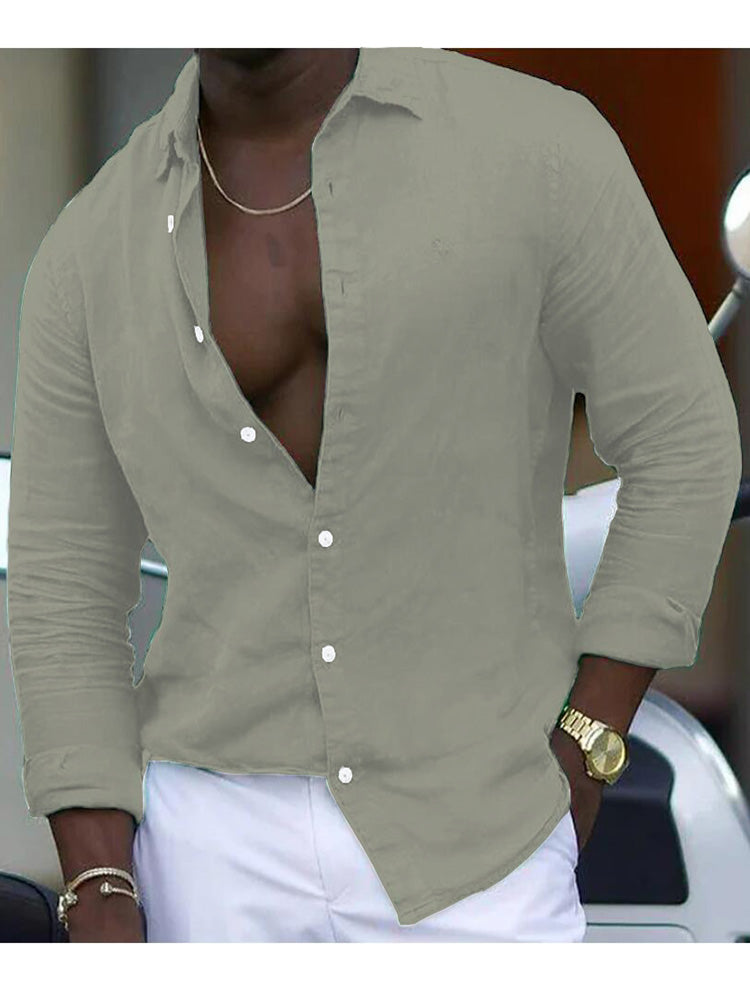 Men's Breathable Cotton Long Sleeve Shirt 
