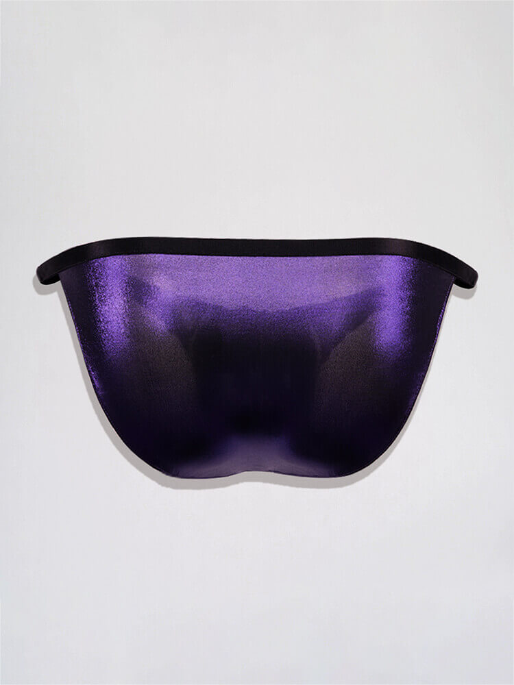 Men's Shiny Purple GlossyHalf Wrapped Hip Briefs