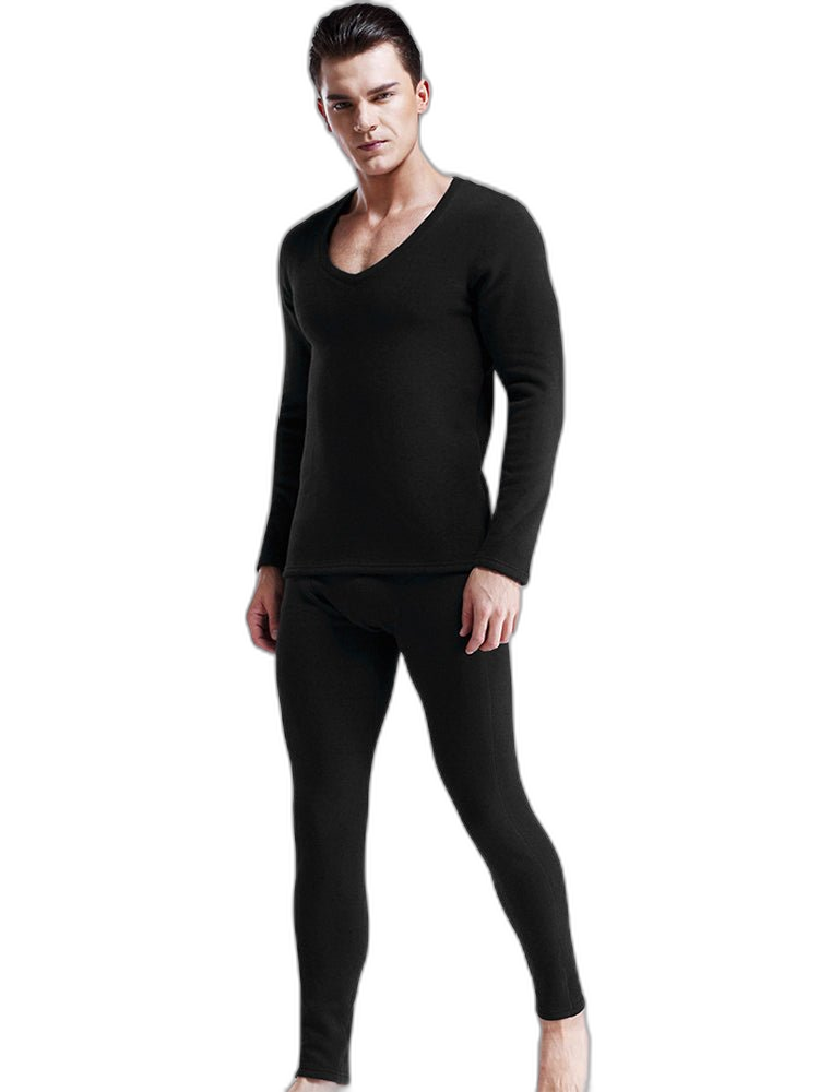 V-Neck Thermal Underwear With Fleece Lined