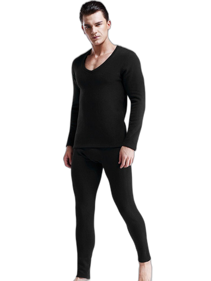 V-Neck Thermal Underwear With Fleece Lined