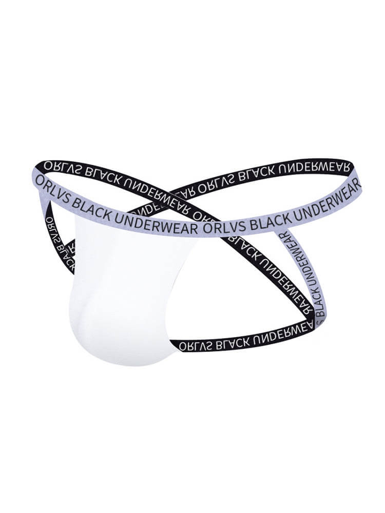 Men's Lettered Belt U-Convex Pouch Jockstrap