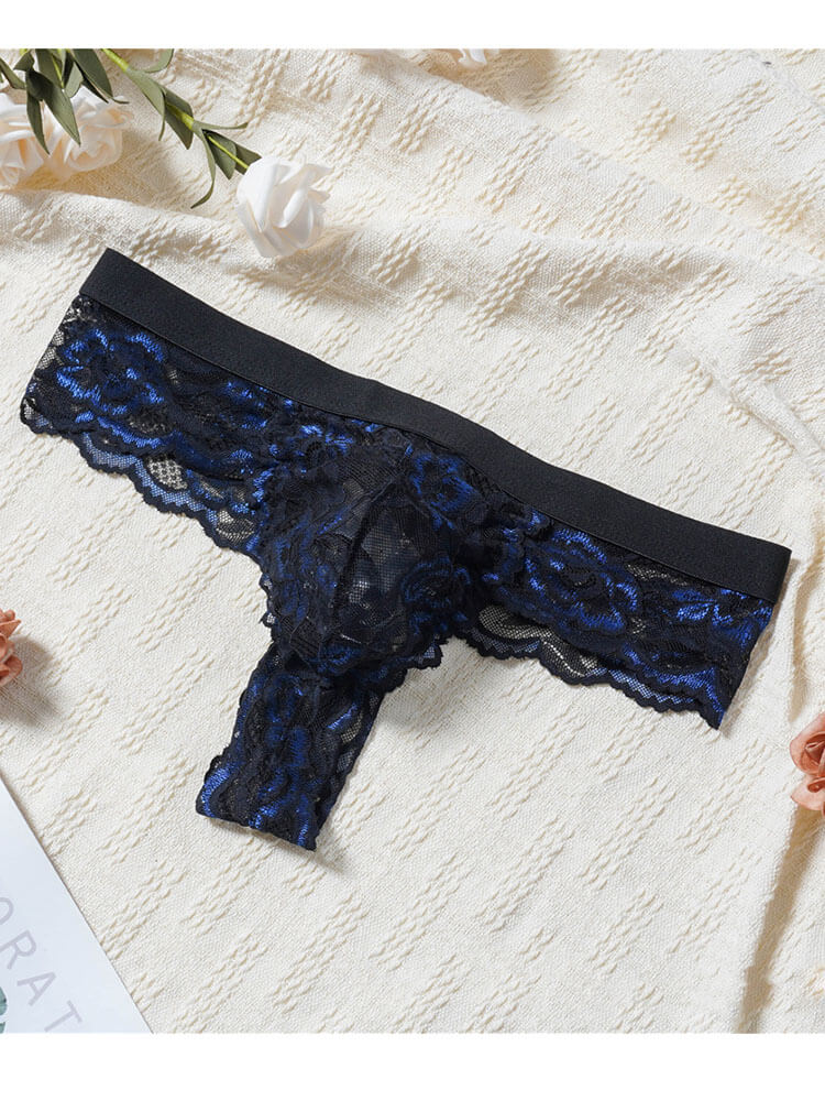 Men's Sheer Lace Sexy Low-Rise Thong
