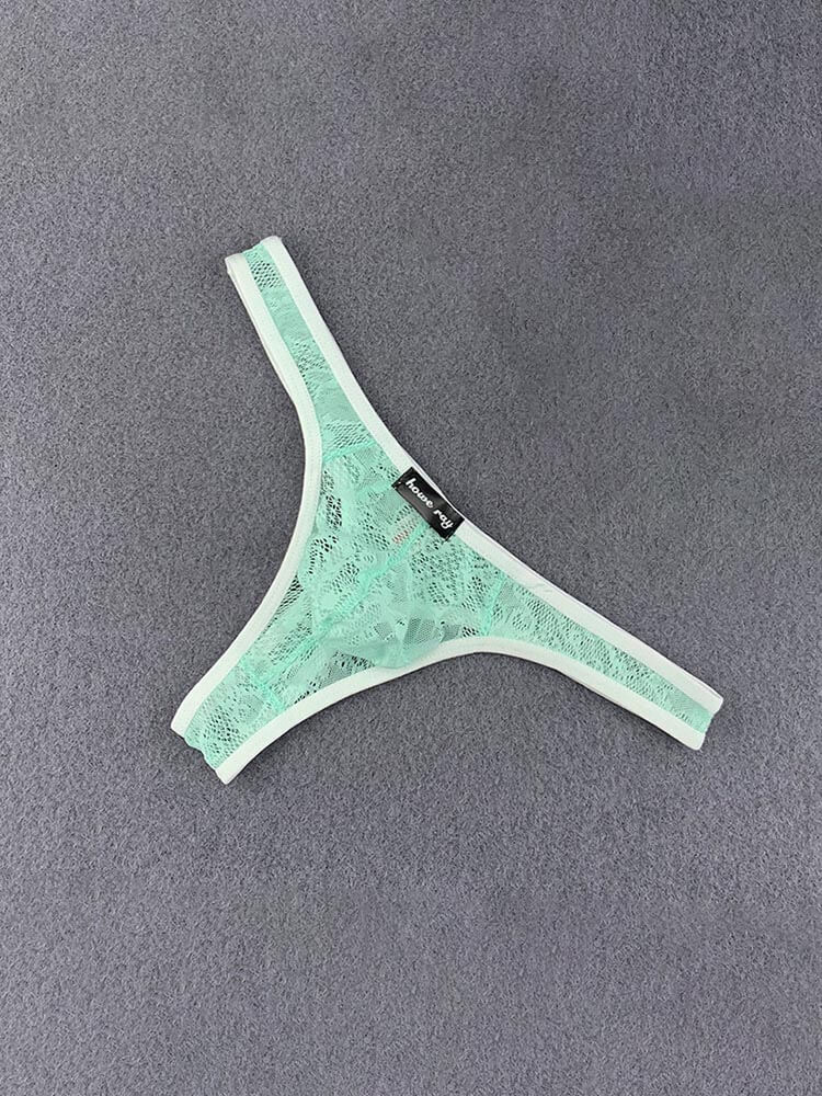 Men's Sexy Transparent Lace Low-Rise Stretch Thong