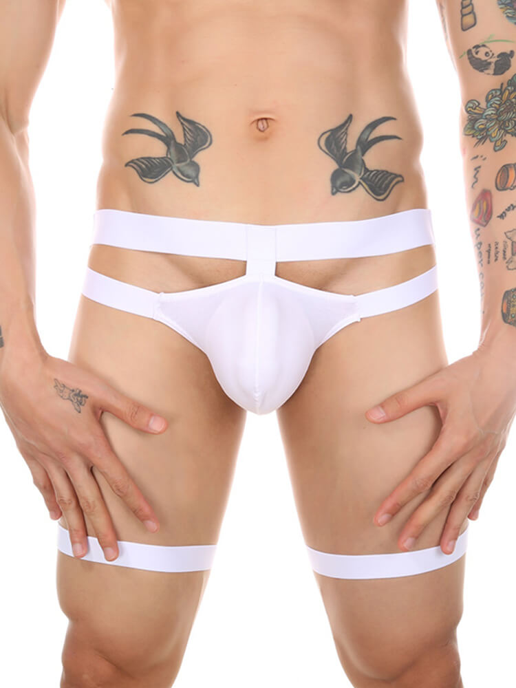 Men's Sexy Cut-Out Leg Straps Bondage Bikini Thong