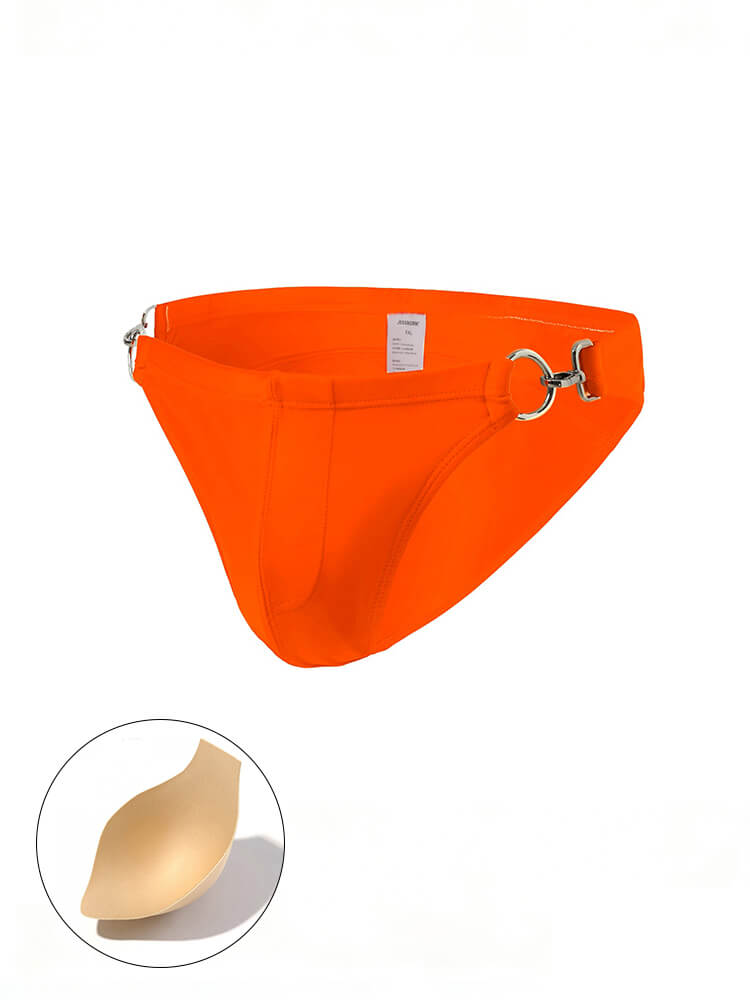 Men's Solid Color Metal Double Buckle Swim Bikini
