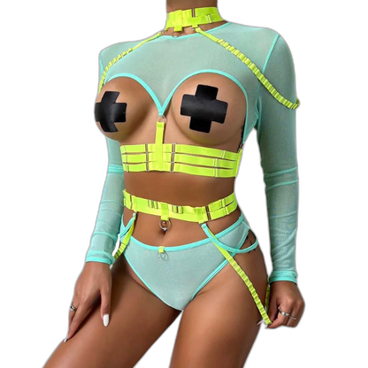 Unsubtle Temptress Bondage Bodysuit Set