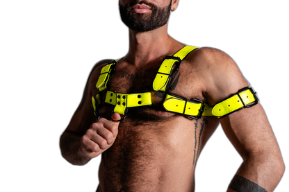ruff GEAR Bold Leather Bulldog Harness Neon Yellow