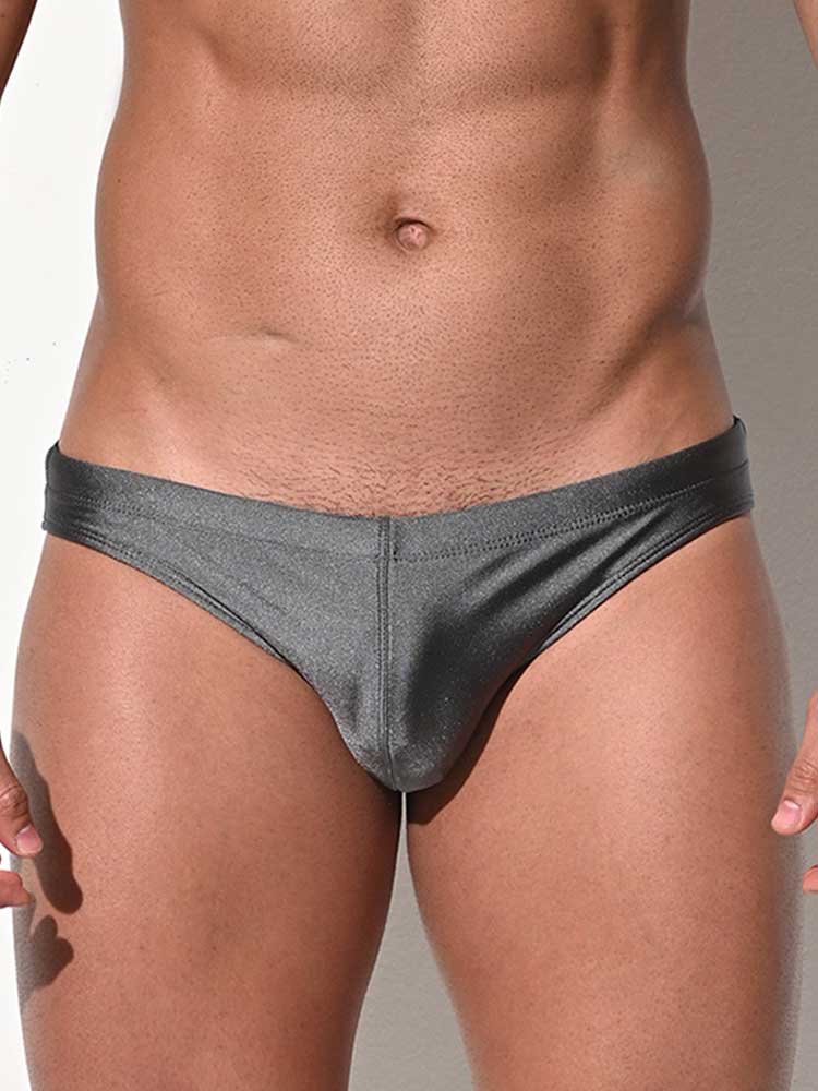 Men's Sexy Stretch Solid-Color Glossy Swim Briefs