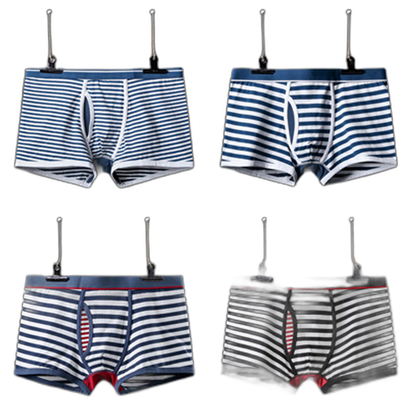 Men's Striped Cotton Sports Boxer Briefs