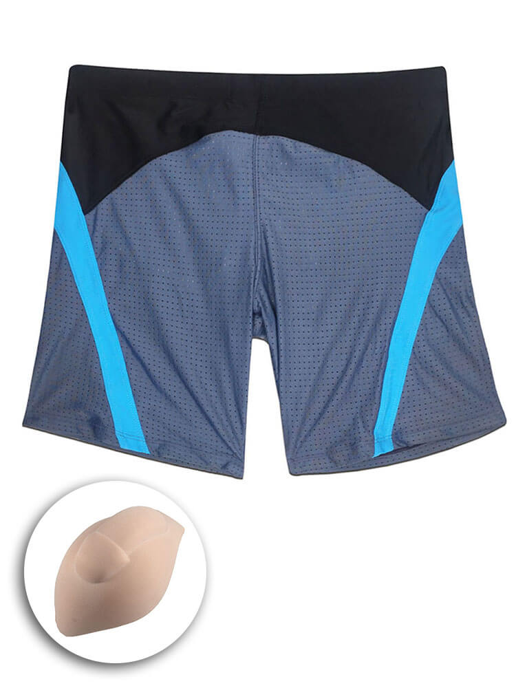 Men's Color-Block Brief Liner Mesh Swim Trunks