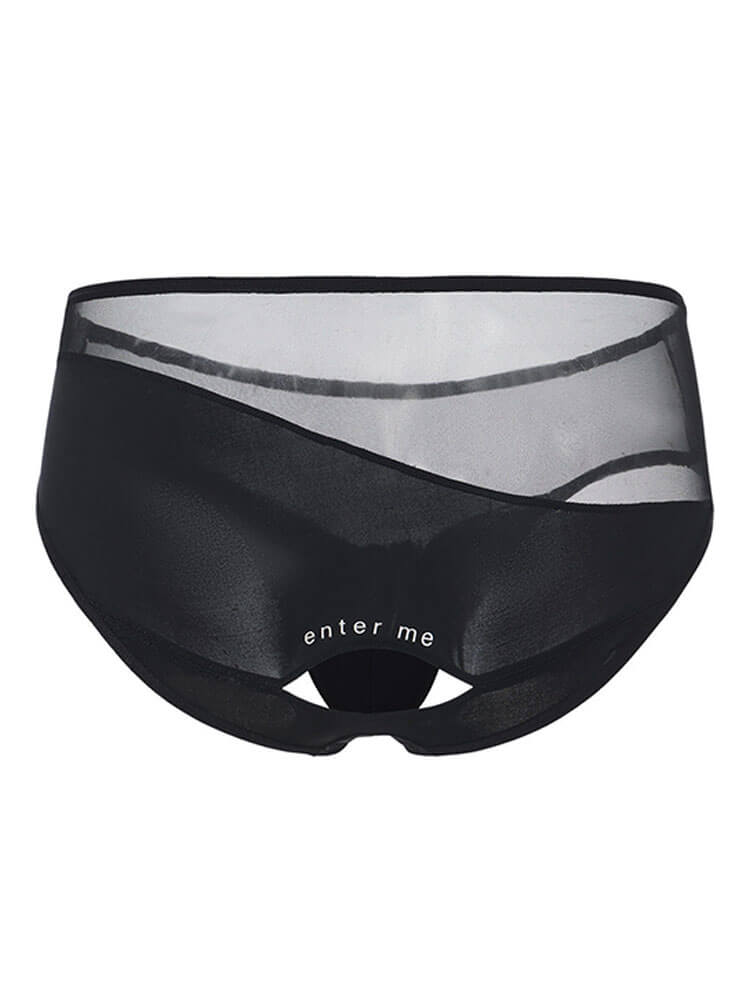 Men's Sexy Letter Print Cutout Mesh Sheer Briefs