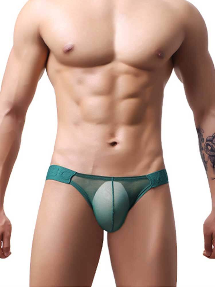 Men's Sexy Tight-Fitting Low-Rise Sheer Mesh Briefs