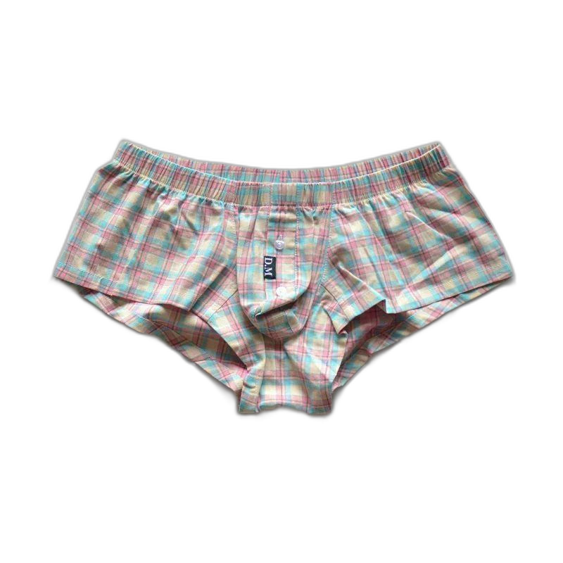 D.M. Low Rise Sexy Plaid Home Boxer Briefs