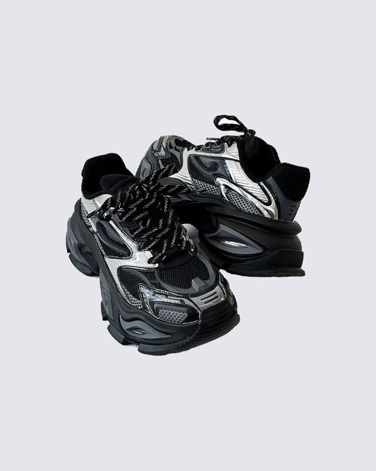 Chunky Black Platform Height-Increasing Sneakers