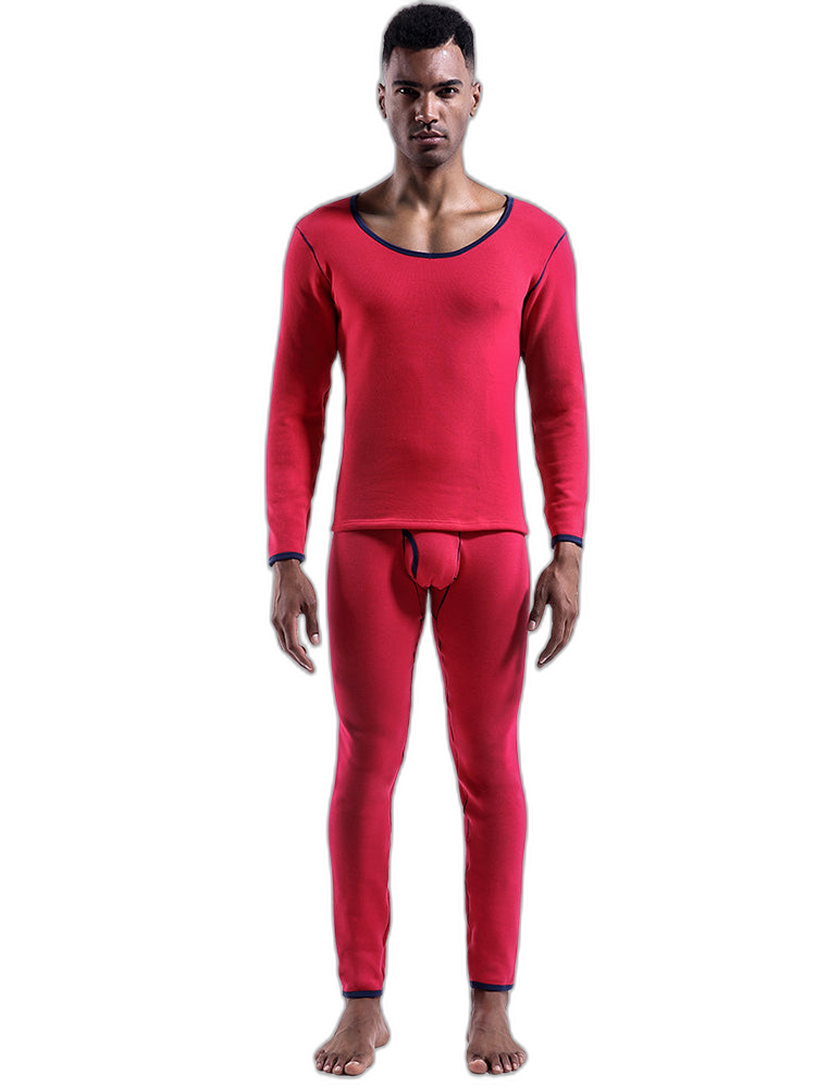 Fleece Lined Men's Thermal Underwear With Support Pouch