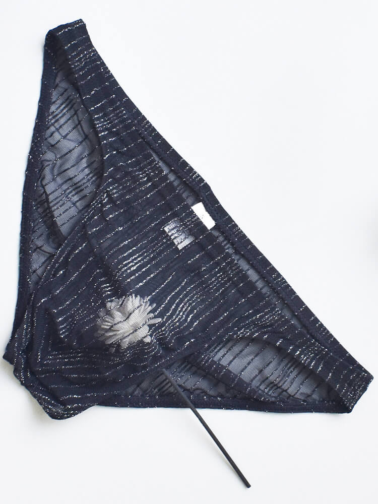 Men's Vertical Striped Mesh See-Through Briefs