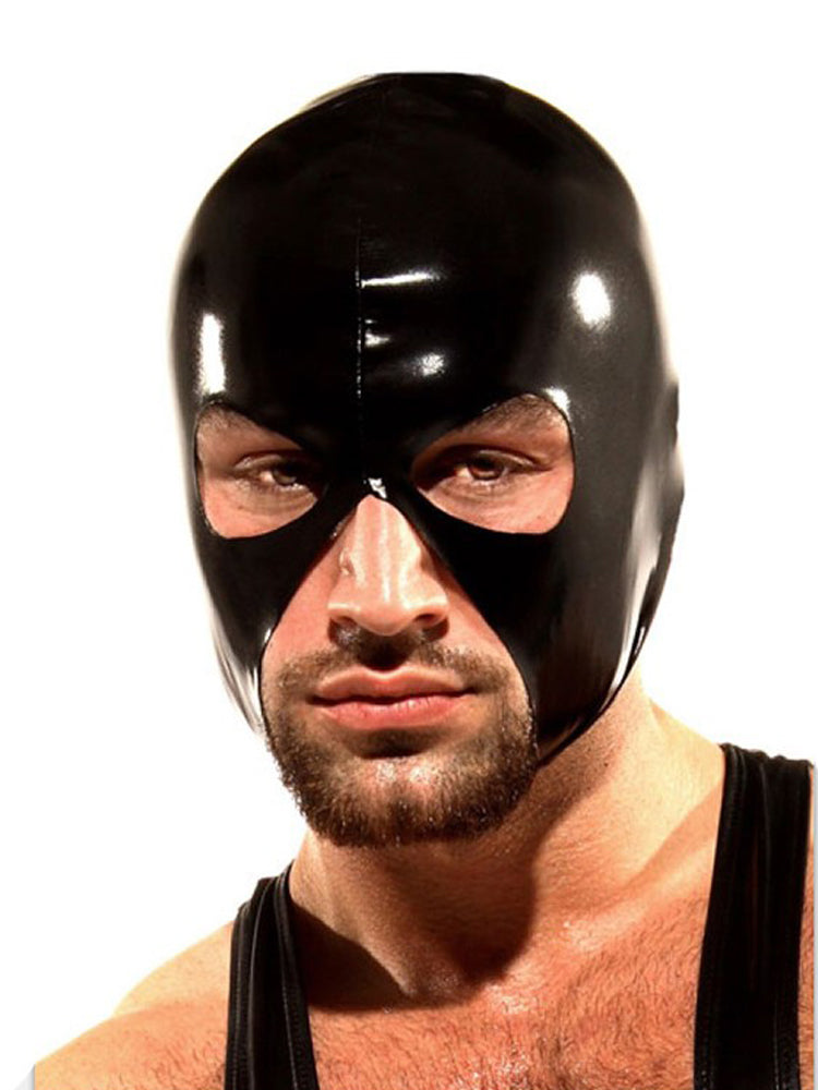 Men's Black Patent Leather Face Mask