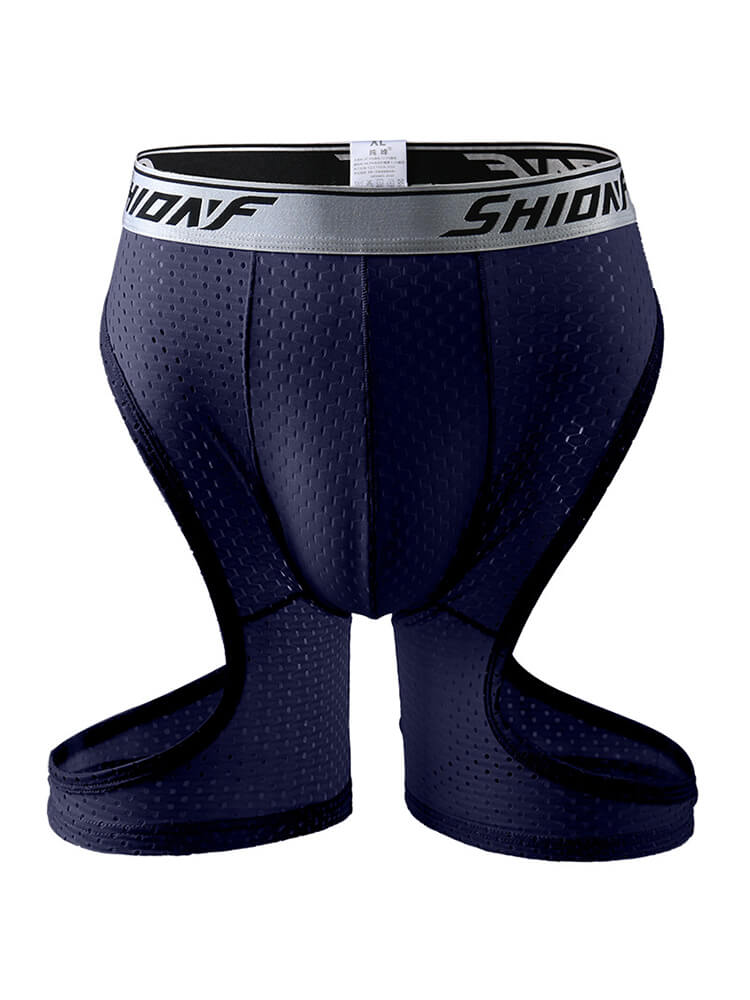 Men's Dual Side Cutouts Mesh Lengthened Trunks