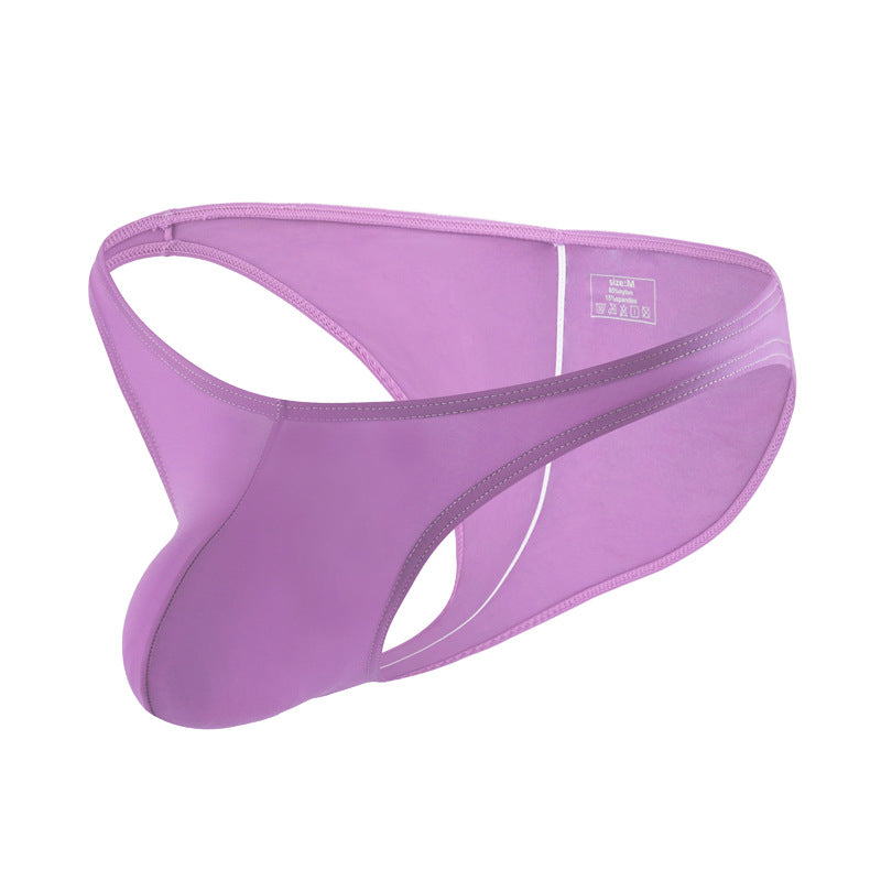 High Elastic Ice Silk Men's Solid Color Low Waist Briefs