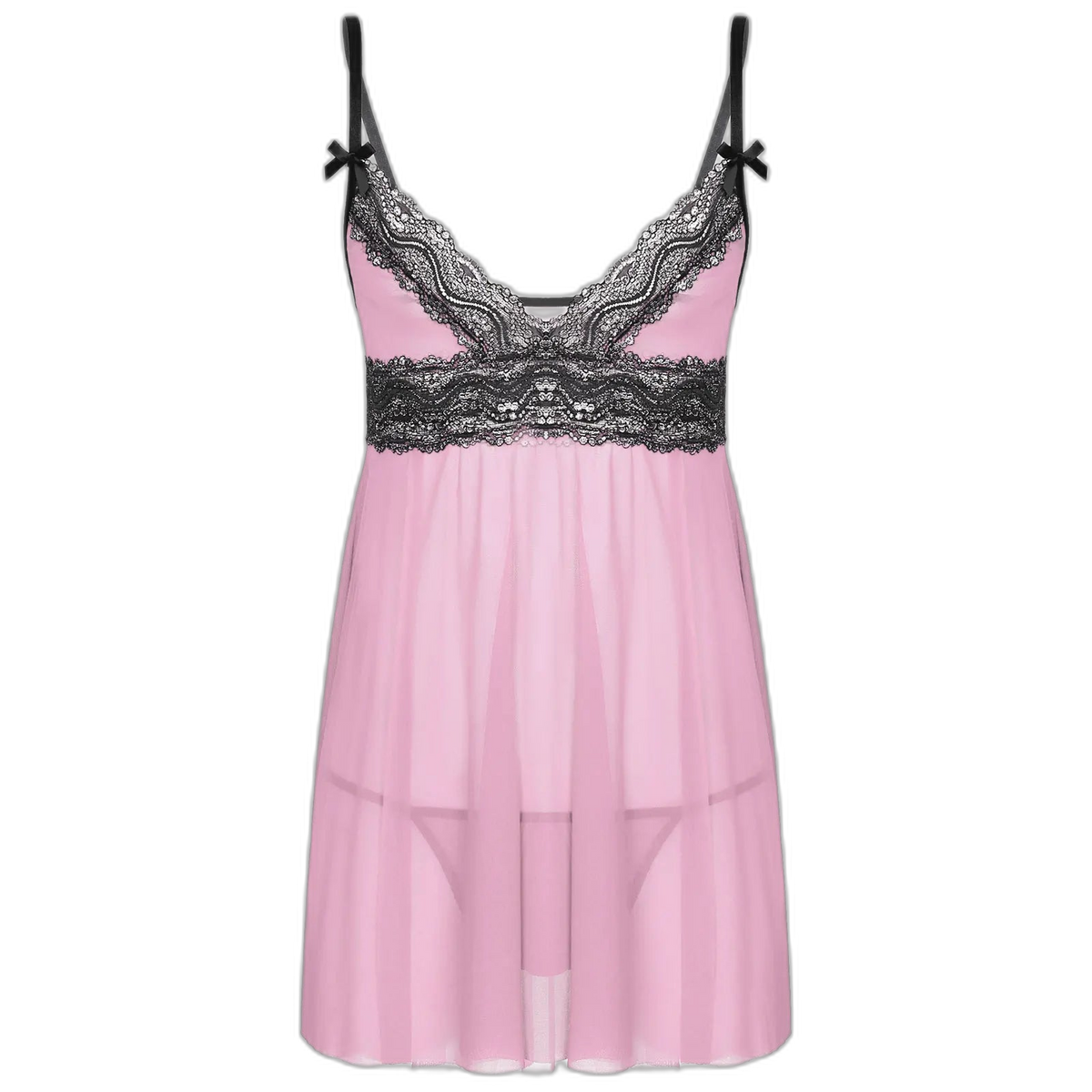 Mesh Floral Lace Sissy Mini Nightgown Set