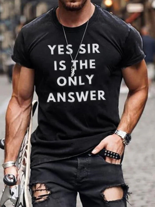 Men's Yes Sir Round Neck Short Sleeve T-shirt